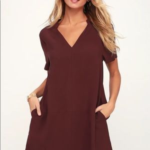 Lulus siesta plum purple short sleeve shift dress